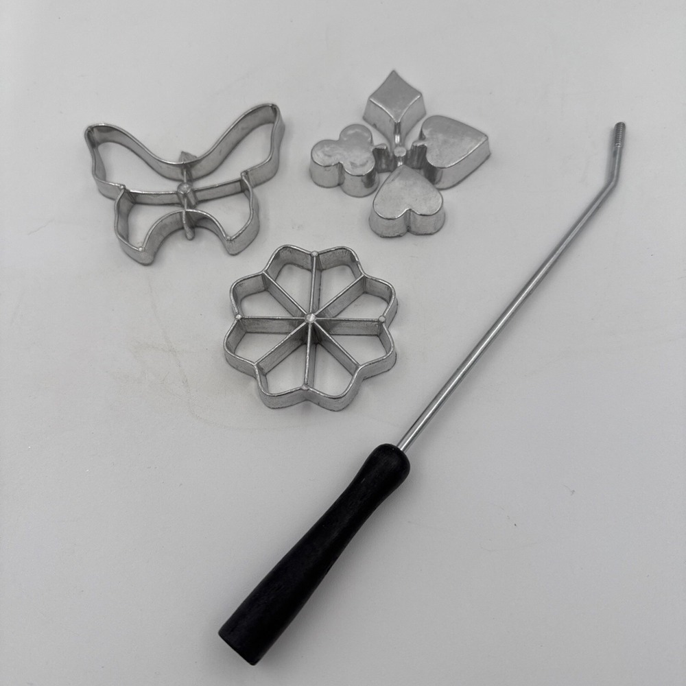 Set 4pc Rosette Pastry Maker, Spade, Clubs, Heart, Diamond, Butterfly, Flower,